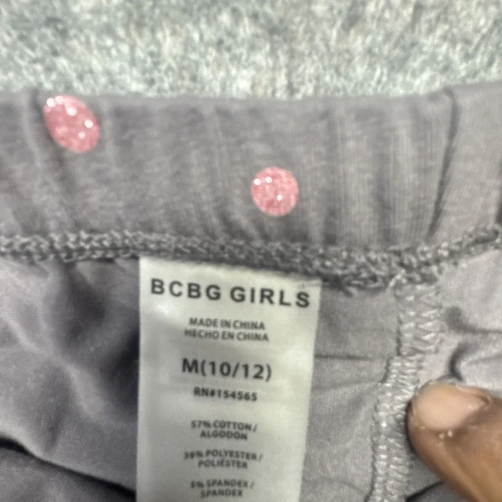 BCBG Girls 2 Piece Sweatshirt Legging Set M 10/12 Gray Pink